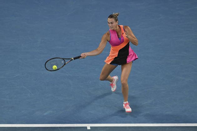 AUSTRALIAN OPEN 2026 MELBOURNE, AUSTRALIA - JANUARY 29: Aryna Sabalenka in action against Elina Svitolina (UKR) (NOT SEEN) during the Semifinals match at the Australian Open grand slam tennis tournament at Melbourne Park in Melbourne, Australia on January 29, 2026 Mark Avellino Anadolu Melbourne Australia. Editorial use only. Please get in touch for any other usage.  Copyright: x2026xAnadoluxMarkxAvellinox