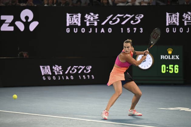 AUSTRALIAN OPEN 2026 MELBOURNE, AUSTRALIA - JANUARY 29: Aryna Sabalenka in action against Elina Svitolina (UKR) (NOT SEEN) during the Semifinals match at the Australian Open grand slam tennis tournament at Melbourne Park in Melbourne, Australia on January 29, 2026 Mark Avellino Anadolu Melbourne Australia. Editorial use only. Please get in touch for any other usage.  Copyright: x2026xAnadoluxMarkxAvellinox