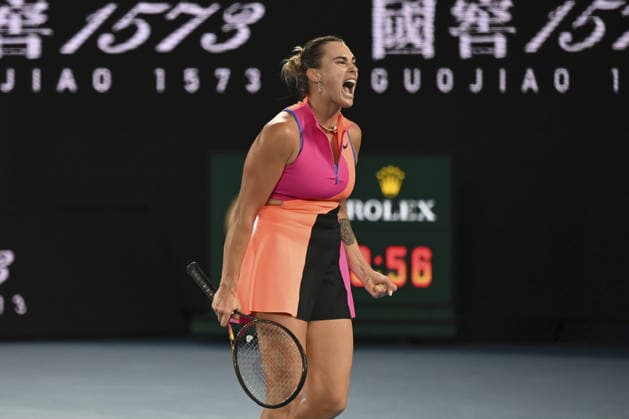 AUSTRALIAN OPEN 2026 MELBOURNE, AUSTRALIA - JANUARY 29: Aryna Sabalenka in action against Elina Svitolina (UKR) (NOT SEEN) during the Semifinals match at the Australian Open grand slam tennis tournament at Melbourne Park in Melbourne, Australia on January 29, 2026 Mark Avellino Anadolu Melbourne Australia. Editorial use only. Please get in touch for any other usage.  Copyright: x2026xAnadoluxMarkxAvellinox