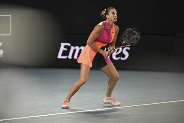 AUSTRALIAN OPEN 2026 MELBOURNE, AUSTRALIA - JANUARY 29: Aryna Sabalenka in action against Elina Svitolina (UKR) (NOT SEEN) during the Semifinals match at the Australian Open grand slam tennis tournament at Melbourne Park in Melbourne, Australia on January 29, 2026 Mark Avellino Anadolu Melbourne Australia. Editorial use only. Please get in touch for any other usage.  Copyright: x2026xAnadoluxMarkxAvellinox