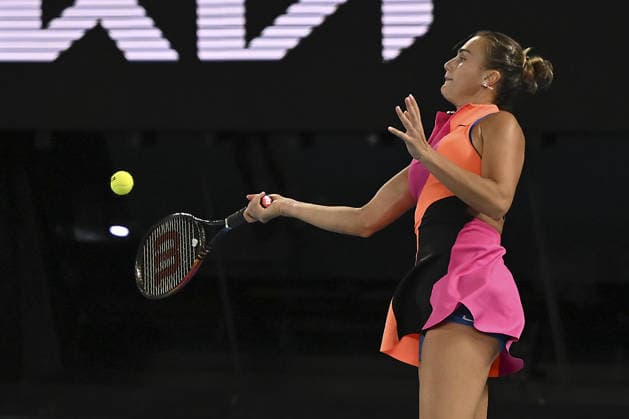 AUSTRALIAN OPEN 2026 MELBOURNE, AUSTRALIA - JANUARY 29: Aryna Sabalenka in action against Elina Svitolina (UKR) (NOT SEEN) during the Semifinals match at the Australian Open grand slam tennis tournament at Melbourne Park in Melbourne, Australia on January 29, 2026 Mark Avellino Anadolu Melbourne Australia. Editorial use only. Please get in touch for any other usage.  Copyright: x2026xAnadoluxMarkxAvellinox