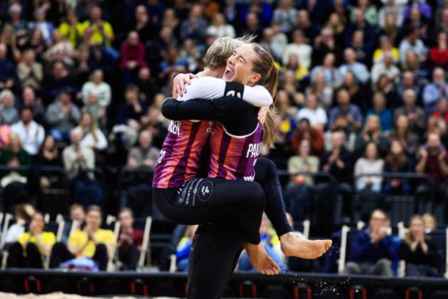 STOCKHOLM, SWEDEN 20260129 Norways Sunniva Helland Hansen and Nina Pavlova win the Stockholm Beach 2026 beach volleyball competition, an official event in the international Queen King of the Court series, at the Avicii Arena in Stockholm STOCKHOLM SWEDEN x60160x  Copyright: xStefanxJerrevang TTx STOCKHOLM BEACH