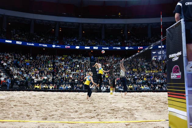 STOCKHOLM, SWEDEN 20260129 Swedens Tina Thurin and Isabelle Reffel during the beach volleyball competition Stockholm Beach 2026, an official event in the international Queen King of the Court series, at Avicii Arena in Stockholm STOCKHOLM SWEDEN x60160x  Copyright: xStefanxJerrevang TTx STOCKHOLM BEACH