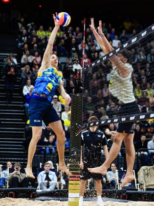 STOCKHOLM, SWEDEN 20260129 Swedens David Ahman and Jonatan Hellvig during the beach volleyball competition Stockholm Beach 2026, an official competition in the international Queen King of the Court series, at Avicii Arena in Stockholm STOCKHOLM SWEDEN x60160x  Copyright: xStefanxJerrevang TTx STOCKHOLM BEACH