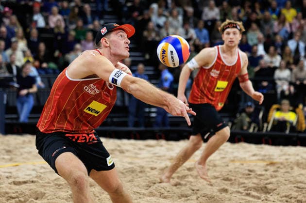 STOCKHOLM, SWEDEN 20260129 Austrias Timo Hammarberg and Tim Berger during the Stockholm Beach 2026 beach volleyball competition, an official event of the international Queen King of the Court series, at the Avicii Arena in Stockholm STOCKHOLM SWEDEN x60160x  Copyright: xStefanxJerrevang TTx STOCKHOLM BEACH 2026
