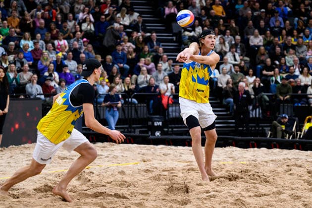 260129 Swedens Elmer Andersson and Jacob Hölting Nilsson during Stockholm Beach 2026 on January 29, 2026 in Stockholm  Copyright: EMMAxWALLSKOG BB260129EW014