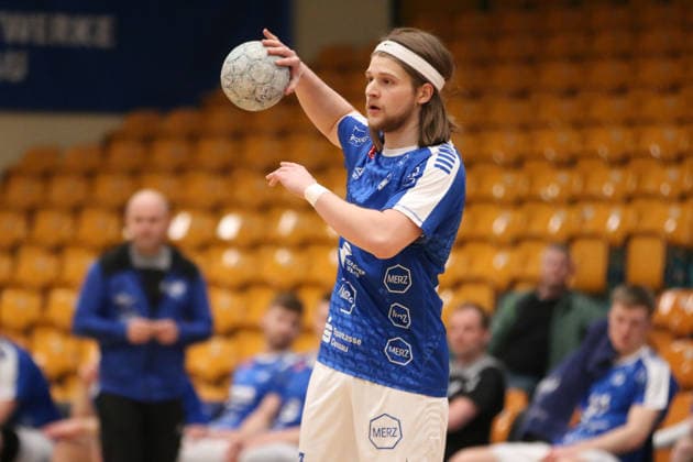 29 01 2026 Handball Men 2025 2026 Test match Dessau Roßlauer HV 06 SC DHFK Leipzig Anhalt Arena Dessau Mika Schüler Dessau, 23, blue on the ball Dessau Roßlau Sachsen Anhalt Germany