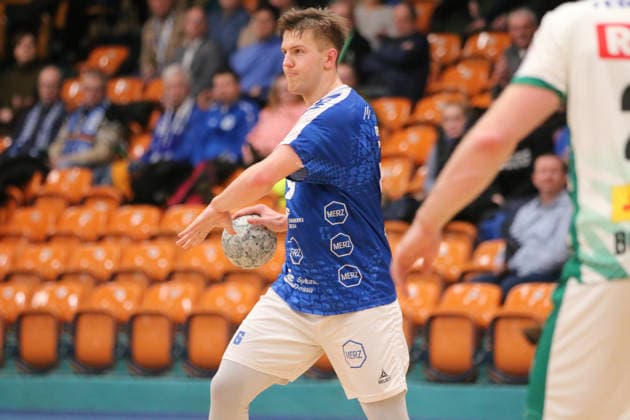 29 01 2026 Handball Men 2025 2026 Test match Dessau Roßlauer HV 06 SC DHFK Leipzig Anhalt Arena Dessau Fritz Leon Haake Dessau, 6, blue on the ball Dessau Roßlau Saxony Anhalt Germany