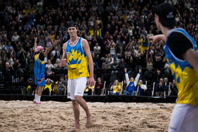 260129 Swedens Jacob Hölting Nilsson cheers during Stockholm Beach 2026 on January 29, 2026 in Stockholm  Copyright: EMMAxWALLSKOG BB260129EW017