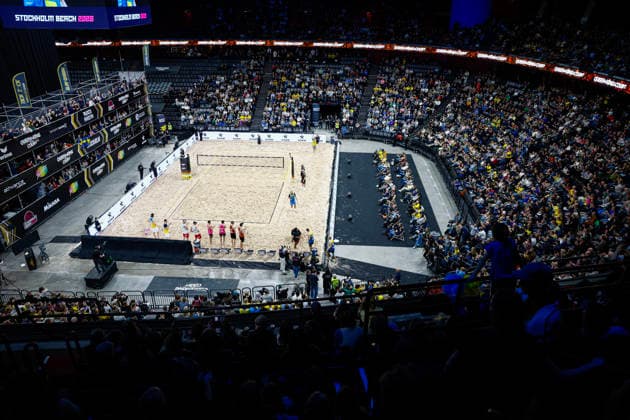 STOCKHOLM, SWEDEN 20260129 The final teams are presented before the final of the beach volleyball competition Stockholm Beach 2026, an official event in the international Queen King of the Court series, at Avicii Arena in Stockholm STOCKHOLM SWEDEN x60160x  Copyright: xStefanxJerrevang TTx STOCKHOLM BEACH 2026