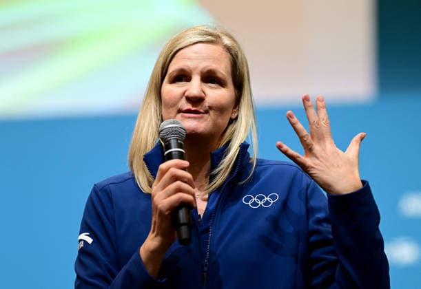 (260129) -- MILAN, Jan. 29, 2026 -- Kirsty Coventry, President of International Olympic Committee (IOC), speaks to volunteers during a meeting with Milano Cortina 2026 volunteers in Milan, Italy, Jan. 29, 2026. (Photo by Pool Photo via Reuters) (SP)ITALY-MILAN-MILANO CORTINA 2026 OLYMPICS-MEETING-VOLUNTEERS DanielexMascolo 