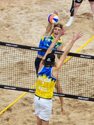 STOCKHOLM, SWEDEN 20260129 Swedens David Ahman against Swedens Jacob Hölting Nilsson during the final of the beach volleyball competition Stockholm Beach 2026, an official part of the international Queen King of the Court series, at Avicii Arena in Stockholm STOCKHOLM SWEDEN x60160x  Copyright: xStefanxJerrevang TTx STOCKHOLM BEACH 2026