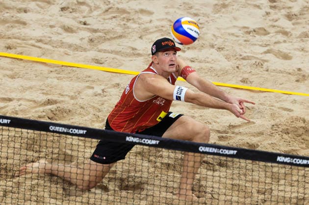 STOCKHOLM, SWEDEN 20260129 Austrias Timo Hammarberg during the final of the Stockholm Beach 2026 beach volleyball competition, an official event of the international Queen King of the Court series, at the Avicii Arena in Stockholm STOCKHOLM SWEDEN x60160x  Copyright: xStefanxJerrevang TTx STOCKHOLM BEACH 2026