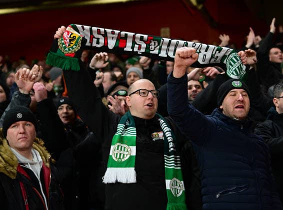 Nottingham, England, 29th January 2026. Ferencvaros fans before the game the Nottingham Forest vs Ferencvaros UEFA Europa League match at the City Ground, Nottingham. Picture credit should read: Harriet Massey Sportimage EDITORIAL USE ONLY. No use with unauthorised audio, video, data, fixture lists, club league logos or live services. Online in-match use limited to 120 images, no video emulation. No use in betting, games or single club league player publications. SPI_022_HM_Forest_Ferencvaros SPI-4491-0023