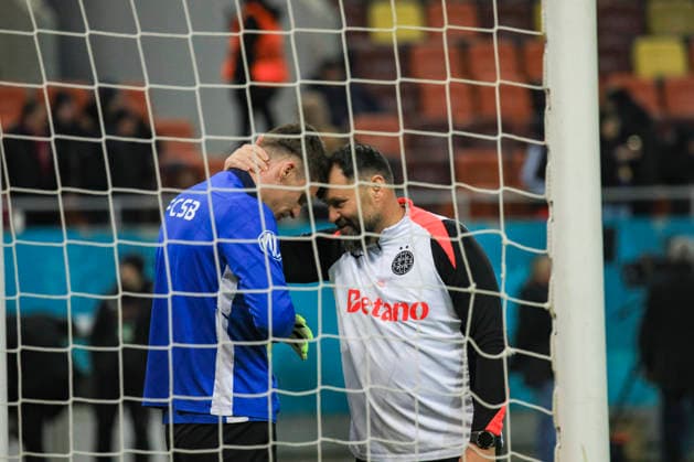January,28, 2026, UEFA EUROPA LEAGUE, League phase, Matchday 8, FCSB vs Fenerbahce, Bucharest, National Arena Stadium 32 Stefan Tarnovanu and the goalkeepre coach action before the game