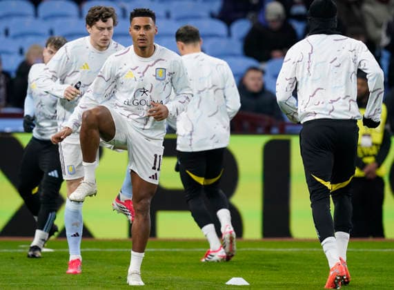 Birmingham, England, 29th January 2026. Ollie Watkins of Aston Villa warm up before the Aston Villa vs FC Salzburg UEFA Europa League match at Villa Park, Birmingham. Picture credit should read: Andrew Yates Sportimage EDITORIAL USE ONLY. No use with unauthorised audio, video, data, fixture lists, club league logos or live services. Online in-match use limited to 120 images, no video emulation. No use in betting, games or single club league player publications. SPI_009_AY_Villa_Salzburg SPI-4490-0009