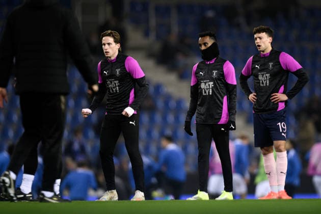 260129 Johan Karlsson, Taha Ali and Colin Rösler of Malmö FF ahead of the UEFA Europa League football match between KRC Genk and Malmö FF on January 29, 2026 in Genk Photo Simon Hastegard BILDBYRAN kod SH SH0684 fotboll football soccer fotball uefa europa league europa league krc genk malmö ff bbeng  Copyright: SIMONxHASTEGARD BB260129SH026