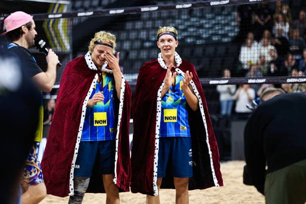 STOCKHOLM, SWEDEN 20260129 Swedens David Ahman and Jonatan Hellvig win the final of the beach volleyball competition Stockholm Beach 2026, an official competition in the international Queen King of the Court series, at the Avicii Arena in Stockholm STOCKHOLM SWEDEN x60160x  Copyright: xStefanxJerrevang TTx STOCKHOLM BEACH 2026