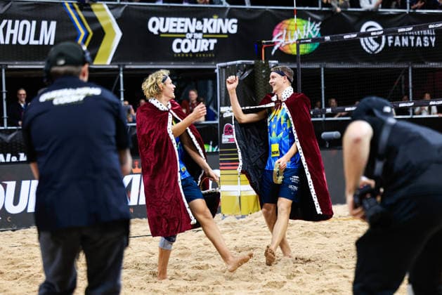 Swedens David Ahman and Jonatan Hellvig win the final of the beach volleyball competition Stockholm Beach 2026, an official competition in the international Queen King of the Court series, at the Avicii Arena in Stockholm, Sweden, January 29, 2026 STOCKHOLM SWEDEN x60160x  Copyright: xStefanxJerrevang TTx STOCKHOLM BEACH 2026