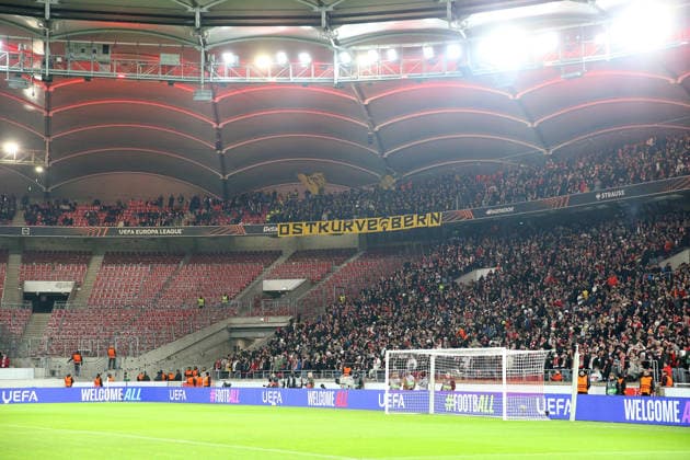 29 01 2026, xrekx, Football UEFA Europa League, VfB Stuttgart Young Boys Bern v l Ostkurve Bern Fans ,Atmosphere, Scarves, Shirt, Flag, Banner, Ultras, Spectators, Visitors, Choreo, Choreography, atmosphere, spectators, Visitors DFL DFB REGULATIONS PROHIBIT ANY USE OF PHOTOGRAPHS as IMAGE SEQUENCES and or QUASI VIDEO Stuttgart