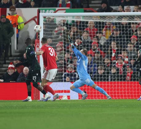 Nottingham Forest v Ferencvarosi TC UEFA Europa League Ferencvarosi TC hit the pst in the early stages the game during the UEFA Europa League match at the City Ground, Nottingham 29 01 2026 UK Newspapers OUT Copyright: xAndyxSumnerx FIL-22875-0010