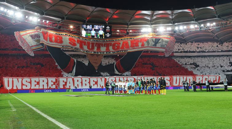 Stuttgart, Football Europa League , VfB Stuttgart vs BSC Young Boys Bern , Feature Choreo in Cannstatter Kurve Our colors are white and red