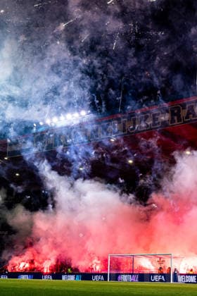 2026-01-29 KRC Genk v Malmo FF - UEFA Europa League 2025 26 League Phase MD8 GENK, BELGIUM - JANUARY 29: KRC Genk ultras with fireworks prior to the UEFA Europa League 2025 26 League Phase MD8 match between KRC Genk and Malmo FF at Cegeka Arena on January 29, 2026 in Genk, Belgium. (Photo by Gabriel Calvino Alonso BSR Agency) Genk Belgium Content not available for redistribution in The Netherlands directly or indirectly through any third parties. Copyright: xBSRxAgencyx
