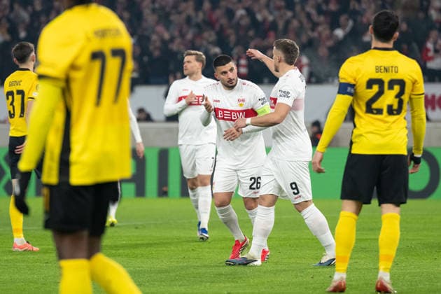 Goal to make it 1 0 by Deniz Undav VfB Stuttgart 26 , Cheers, Goal celebration with Ermedin Demirovic VfB Stuttgart, 09 GER, VfB Stuttgart vs BSC Young Boys Bern, Football, UEFA Europa League, Men, Matchday 8, Season 2025 2026, 29 01 2026, GER, VfB Stuttgart vs BSC Young Boys Bern, Football, UEFA Europa League, Men, Matchday 8, Season 2025 2026, 29 01 2026 Stuttgart Copyright: xEibner-Pressefoto WolfgangxFrankx EP_WFK