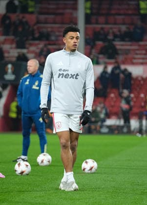 Dan Ndoye of Nottingham Forest during the pre-match warm-up during the UEFA Europa league football match between Nottingham Forest and Ferencvaros TC at the City Ground in Nottingham. Copyright: xPaulxBonser SportsxPressxPhotox Sportspressphoto_SPR86702