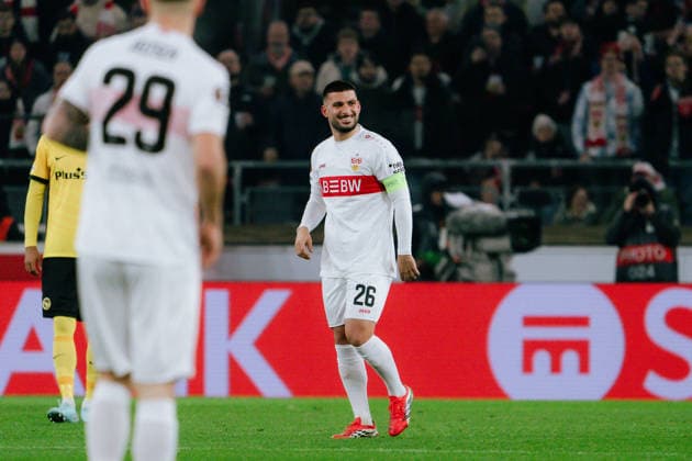 VfB Stuttgart celebrate after Deniz Undav gives them a 1-0 lead VfB Stuttgart, 26 , GER, VfB Stuttgart vs Young Boys Bern, Football, Europa League, Matchday 8, Match 2025 2026, 29 01 2026, GER, VfB Stuttgart vs Young Boys Bern, Football, Europa League, Matchday 8, Match 2025 2026, 29 01 2026, Stuttgart Copyright: xEibner-Pressefoto EdwardxCheungx EP_ECG