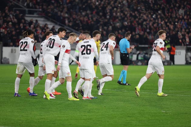 29 01 2026, xrekx, Football UEFA Europa League, VfB Stuttgart Young Boys Bern v l Torjubel nach dem Tor zum celebrating the goal celebrate 1 0 durch Deniz Undav VfB Stuttgart DFL DFB REGULATIONS PROHIBIT ANY USE OF PHOTOGRAPHS as IMAGE SEQUENCES and or QUASI VIDEO Stuttgart