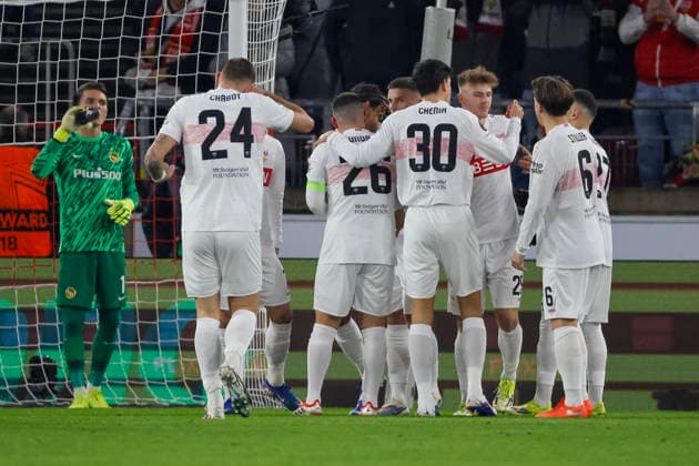 Goal celebration VfB Stuttgart at 1 0 by Deniz Undav VfB Stuttgart, 26 , Germany, Soccer, UEFA Europa League, Matchday 8, 2025 2026, VfB Stuttgart vs Young Boys Bern, 29 01 2026, Stuttgart MHP Arena Germany Copyright: xGrantxHubbsx