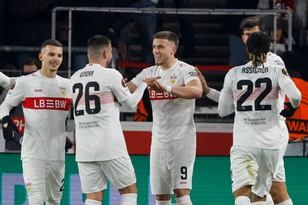 Goal celebration VfB Stuttgart at 2 0 by Ermedin Demirovic VfB Stuttgart, 09 , Germany, Soccer, UEFA Europa League, Matchday 8, 2025 2026, VfB Stuttgart vs Young Boys Bern, 29 01 2026, Stuttgart MHP Arena Germany Copyright: xGrantxHubbsx