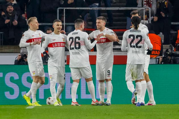Goal celebration VfB Stuttgart at 2 0 by Ermedin Demirovic VfB Stuttgart, 09 , Germany, Soccer, UEFA Europa League, Matchday 8, 2025 2026, VfB Stuttgart vs Young Boys Bern, 29 01 2026, Stuttgart MHP Arena Germany Copyright: xGrantxHubbsx