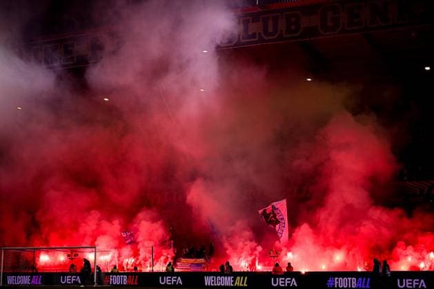 KRC Genk v Malmo - UEFA Europa League GENK, BELGIUM - JANUARY 29 : Fans of KRC Genk with pyro ahead of the UEFA Europa League 2025 26 League Phase MD8 match between KRC Genk and Malmo on January 29, 2026 in Genk, Belgium, 29 01 2026  Copyright: xTomasxSiskx