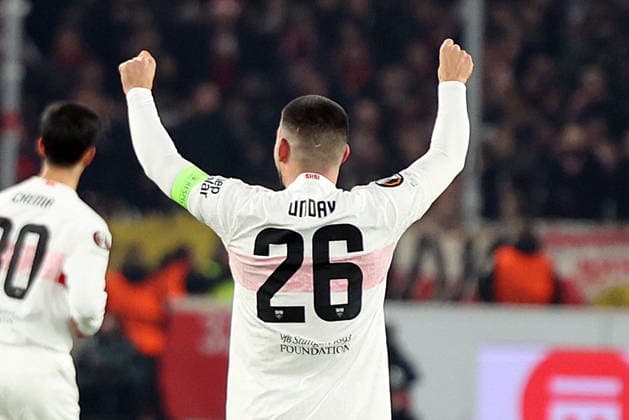 29 01 2026, xrekx, Football UEFA Europa League, VfB Stuttgart Young Boys Bern v l Torjubel nach dem Tor zum celebrating the goal celebrate 1 0 durch Deniz Undav VfB Stuttgart DFL DFB REGULATIONS PROHIBIT ANY USE OF PHOTOGRAPHS as IMAGE SEQUENCES and or QUASI VIDEO Stuttgart