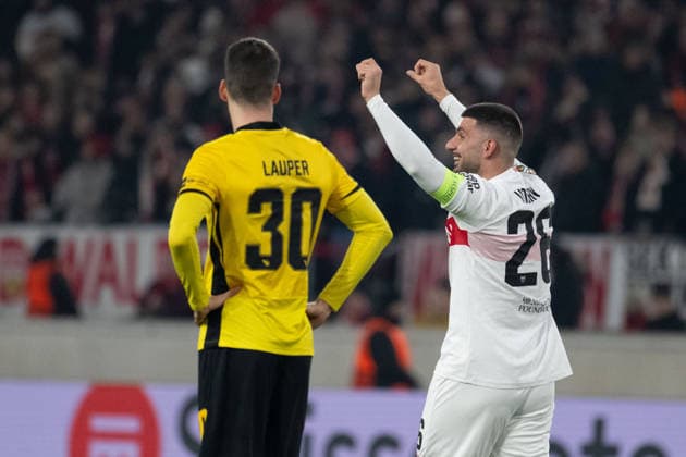 Goal for 1 0 by Deniz Undav VfB Stuttgart 26 , Cheers, Goal celebration li Sandro Lauper BSC Young Boys Bern, 30 GER, VfB Stuttgart vs BSC Young Boys Bern, Football, UEFA Europa League, Men, Matchday 8, Season 2025 2026, 29 01 2026, GER, VfB Stuttgart vs BSC Young Boys Bern, Football, UEFA Europa League, Men, Matchday 8, Season 2025 2026, 29 01 2026 Stuttgart Copyright: xEibner-Pressefoto WolfgangxFrankx EP_WFK