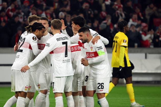 29 01 26 VfB Stuttgart Young Boys Bern Germany, Stuttgart, 29 01 2026, Football, UEFA Europa League, Season 2025 2026, VfB Stuttgart Young Boys Bern Deniz Undav VfB Stuttgart Jubel Tor 1 0 Undav