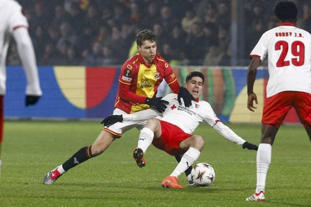 DEVENTER , 29-01-2026 , Stadium De Adelaarshorst , season 2025 2026 , UEFA Europa League League phase . match between Go Ahead Eagles and SC Braga, Picture shows GA Eagles player Evert Linthorst Go Ahead Eagles - Braga  x201171206x Copyright: