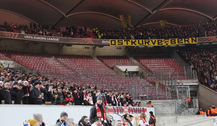 Stuttgart, Soccer Europa League , VfB Stuttgart vs BSC Young Boys Bern , empty block empty guest block