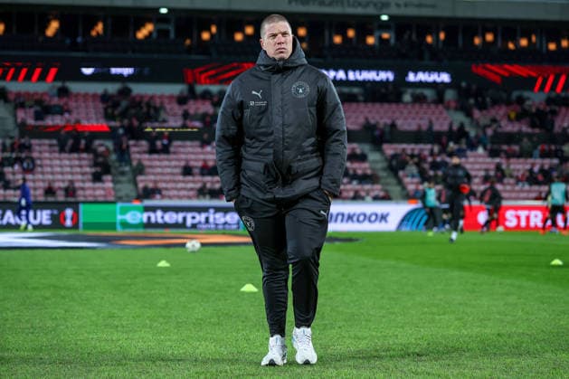 29 01 2026, Football, UEFA Europa League, Matchday 8, FC Midtjylland GNK Dinamo Zagreb, MCH Arena in Herning, Denmark Head Coach Mike Tullberg FC Midtjylland hc Regulations prohibit any use of photographs as image sequences and or quasi video Denmark