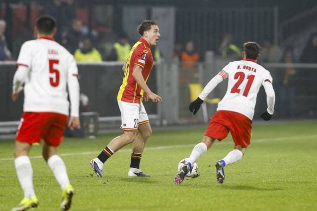 DEVENTER , 29-01-2026 , Stadium De Adelaarshorst , season 2025 2026 , UEFA Europa League League phase . match between Go Ahead Eagles and SC Braga, Picture shows GA Eagles player Aske Adelgaard Go Ahead Eagles - Braga  x201171242x Copyright:
