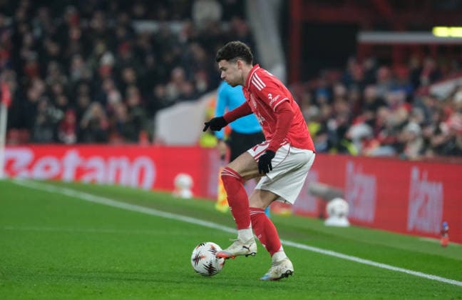 Neco Williams of Nottingham Forest seen in action during the UEFA Europa league football match between Nottingham Forest and Ferencvaros TC at the City Ground in Nottingham. Copyright: xPaulxBonser SportsxPressxPhotox Sportspressphoto_SPR86713