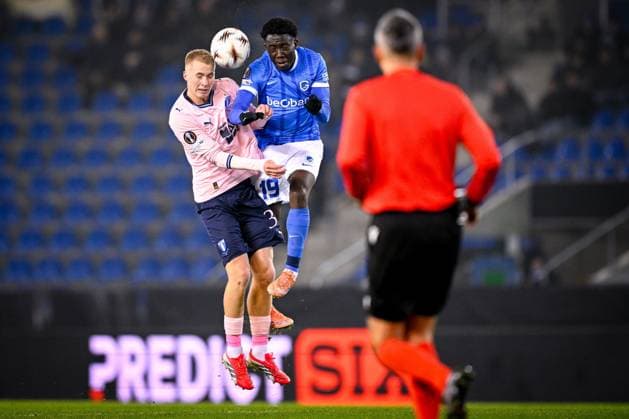 KRC Genk v Malmo - UEFA Europa League GENK, BELGIUM - JANUARY 29 : Gudjohnsen Daniel forward of Malmo FF and Medina Ortiz Yaimar defender of KRC Genk during the UEFA Europa League 2025 26 League Phase MD8 match between KRC Genk and Malmo on January 29, 2026 in Genk, Belgium, 29 01 2026  Copyright: xTomasxSiskx