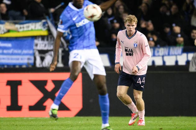 260129 Malte Frejd Palsson of Malmö FF during the UEFA Europa League football match between KRC Genk and Malmö FF on January 29, 2026 in Genk Photo Simon Hastegard BILDBYRAN kod SH SH0684 fotboll football soccer fotball uefa europa league europa league krc genk malmö ff bbeng  Copyright: SIMONxHASTEGARD BB260129SH041