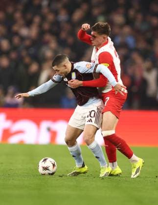 Emi Buendia of Aston Villa and Tim Trummer of Red Bull Salzburg Aston Villa v Red Bull Salzburg, UEFA Europa League, Group Stage, Football, Villa Park, Birmingham, UK - 29 Jan 2026Birmingham Villa Park United Kingdom EDITORIAL USE ONLY No use with unauthorised audio, video, data, fixture lists, club league logos or live services. Online in-match use limited to 120 images, no video emulation. No use in betting, games or single club league player publications. Copyright: xRyanxBrowne Shutterstockx 16445867at