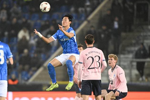 Genk s Hyeon-Gyu Oh pictured in action during a soccer game between Belgian soccer team KRC Genk and Swedish team Malmo FF, in Genk, on Thursday 29 January 2026, on day eight of the League phase of the UEFA Europa League tournament. JILLxDELSAUX  x159641147x
