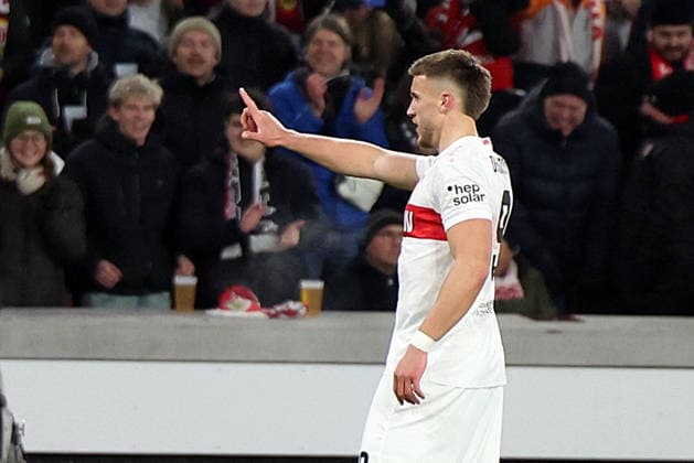 29 01 2026, xrekx, Football UEFA Europa League, VfB Stuttgart Young Boys Bern v l Torjubel nach dem Tor zum celebrating the goal celebrate 2 0 durch Ermedin Demirovic VfB Stuttgart DFL DFB REGULATIONS PROHIBIT ANY USE OF PHOTOGRAPHS as IMAGE SEQUENCES and or QUASI VIDEO Stuttgart