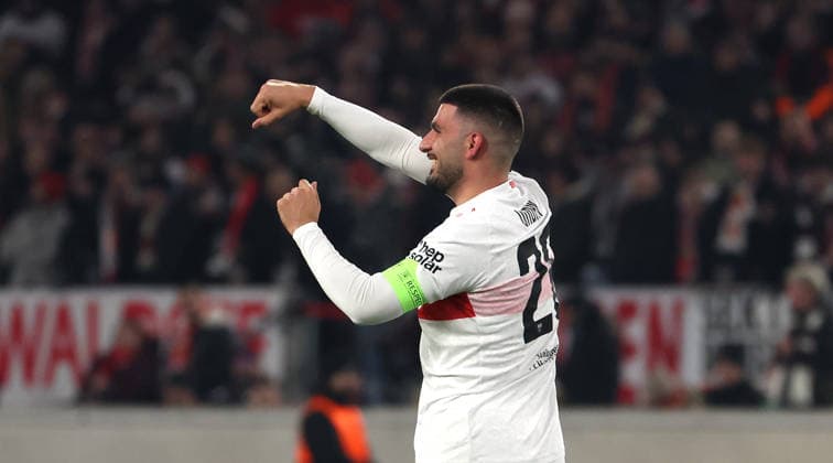 Stuttgart, Soccer Europa League , VfB Stuttgart vs BSC Young Boys Bern , Scorer Deniz Undav VfB celebrates his goal for 1 0