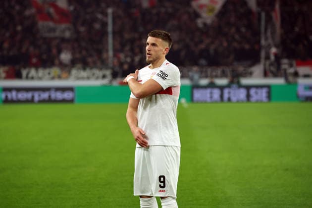 29 01 26 VfB Stuttgart Young Boys Bern Germany, Stuttgart, 29 01 2026, Football, UEFA Europa League, Season 2025 2026, VfB Stuttgart Young Boys Bern Ermedin Demirovic VfB Stuttgart Jubel Tor 2 0 Demirovic